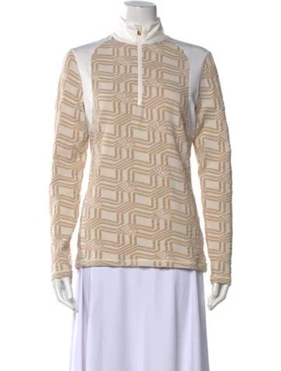 Pre-owned Bogner Patterned Mock Neck Top In Neutral