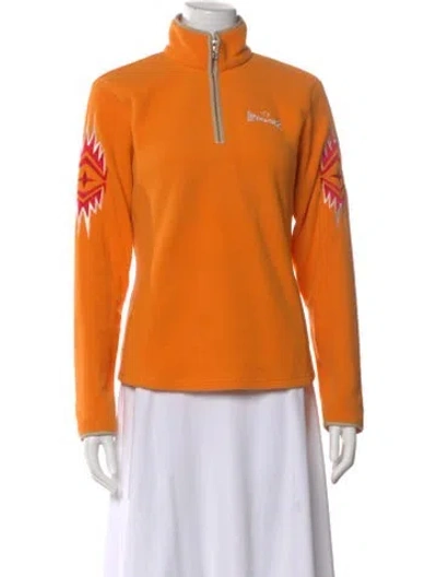 Pre-owned Bogner Patterned Mock Neck Top In Orange