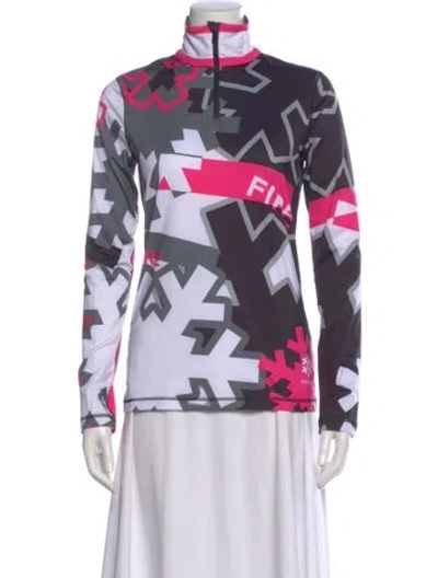 Pre-owned Bogner Patterned Mock Neck Top In Purple