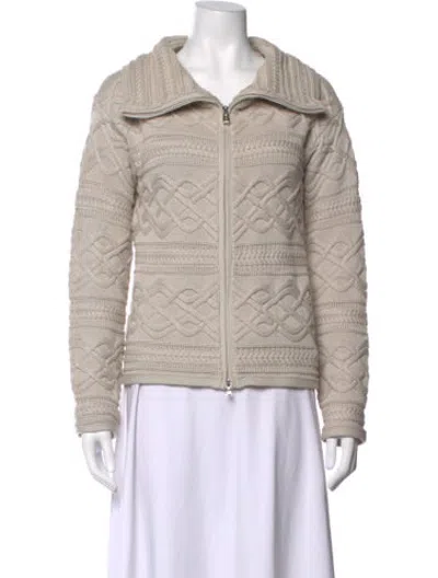 Pre-owned Bogner Patterned Open Front Sweater In Neutrals