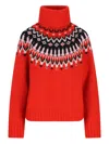 Bogner Patterned Roll-neck Sweater In Red
