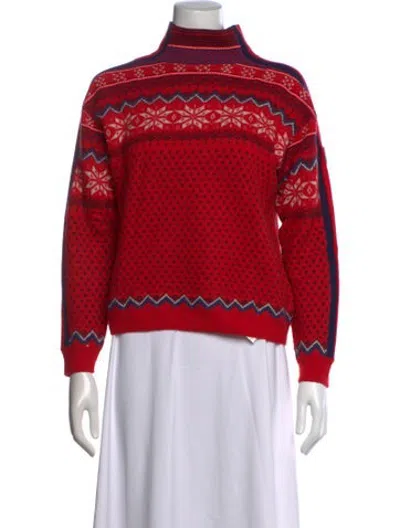 Pre-owned Bogner Patterned Turtleneck Sweater In Red