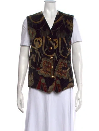 Pre-owned Bogner Patterned V-neck Top In Black