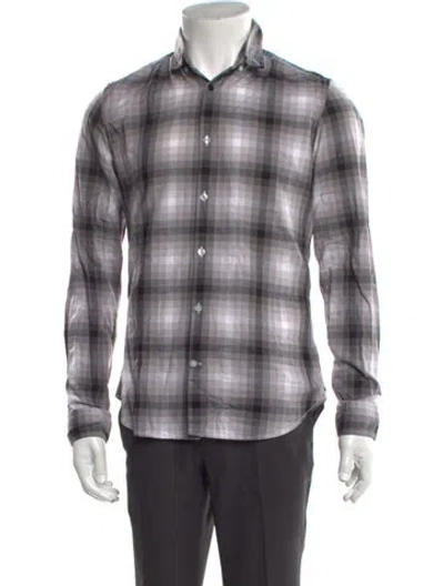 Pre-owned Bogner Plaid Print Long Sleeve Shirt In Grey