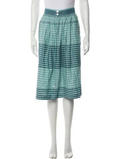 Pre-owned Bogner Plaid Print Midi Length Skirt In Blue
