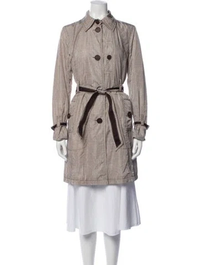 Pre-owned Bogner Plaid Print Trench Coat In Brown