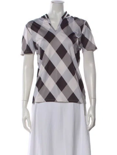 Pre-owned Bogner Plaid Print V-neck Polo In Multi