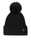 Bogner Pompom Ribbed Hat In Black