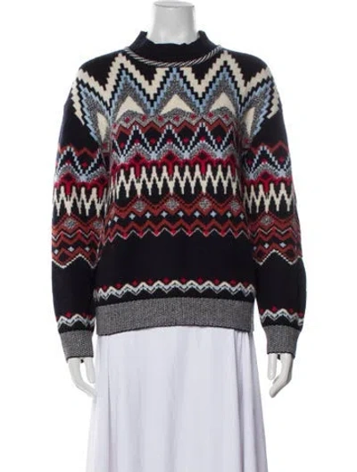 Pre-owned Bogner Printed Mock Neck Sweater In Black