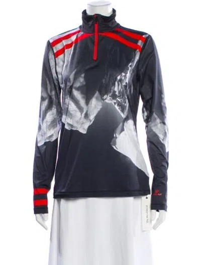 Pre-owned Bogner Printed Mock Neck Top In Blue