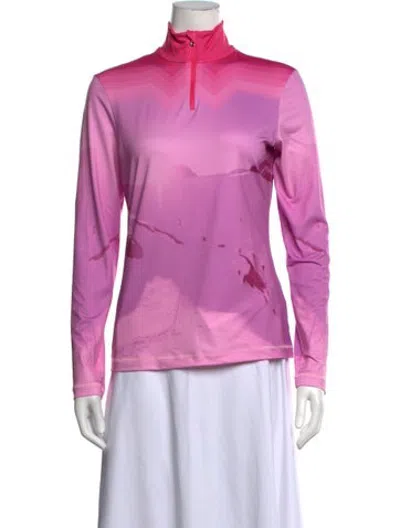 Pre-owned Bogner Printed Mock Neck Top In Pink