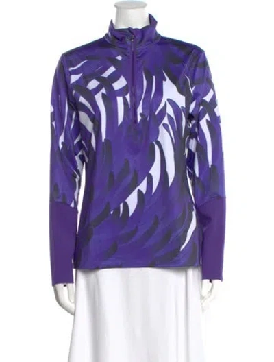 Pre-owned Bogner Printed Mock Neck Top In Purple