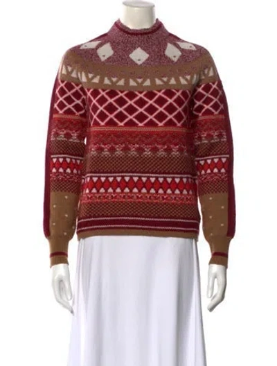 Pre-owned Bogner Printed Turtleneck Sweater In Red