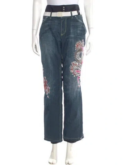 Pre-owned Bogner Printed Wide Leg Pants In Blue