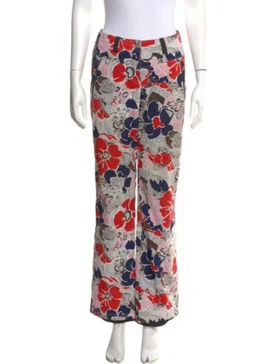Pre-owned Bogner Printed Wide Leg Pants In White
