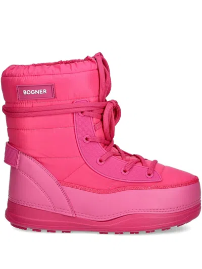 Bogner Quilted Lace-up Snow Boots In Pink