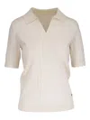 Bogner Ribbed-knit Polo Shirt In White