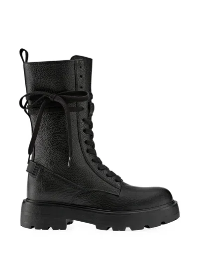 Bogner Riga Lace-up Grained Leather Boots In Black