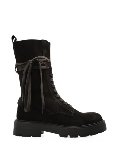 Bogner Riga Suede Combat Boots In Black