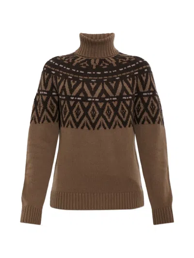 Bogner Roxter Intarsia-knit Sweater In Brown