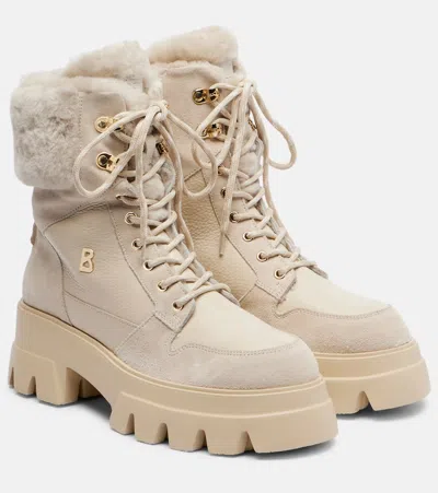Bogner Sapporo Suede And Leather Combat Boots In Neutral