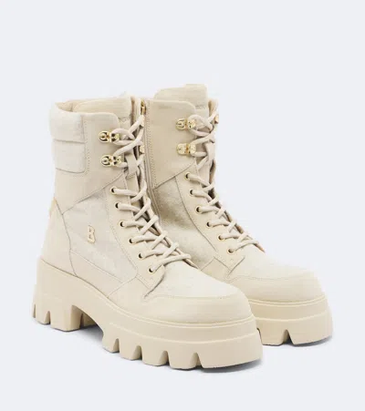 Bogner Sapporo Suede-trimmed Lace-up Boots In Neutral