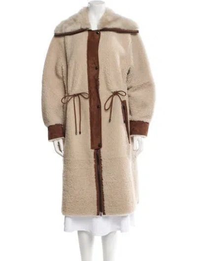 Pre-owned Bogner Shearling Faux Fur Coat W/ Tags In Neutral