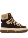 Bogner Shearling-trimmed Lace-up Sneakers In Brown