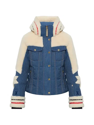 Bogner Shearling-trimmed Padded Ski Jacket In Blue