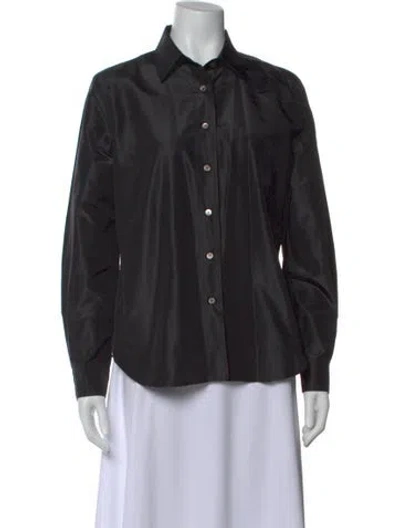 Pre-owned Bogner Silk Long Sleeve Button-up Top In Black