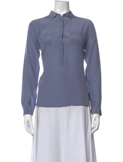 Pre-owned Bogner Silk Long Sleeve Button-up Top In Purple
