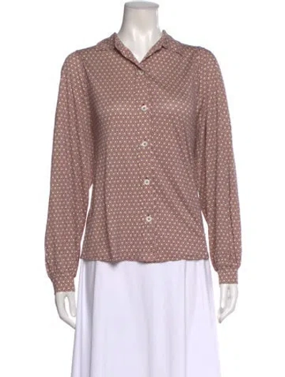 Pre-owned Bogner Silk Patterned Top W/ Tags In Pink