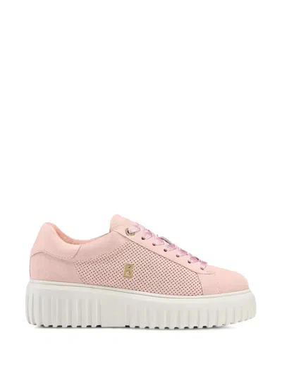 Bogner Singapore Perforated Platform Sneakers In Pink