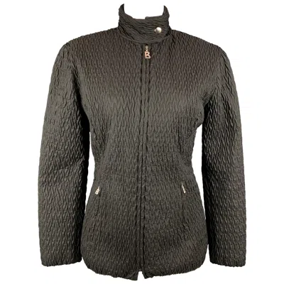 Pre-owned Bogner Size 6 Black Quilted Textured Nylon Jacket