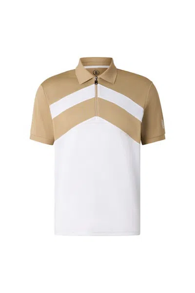 Bogner Sport Cuno Functional Short-sleeved Top In Beige/white