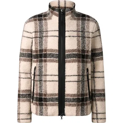 Bogner Sport Kristian Virgin Wool Blend Jacket In Off-white/brown/black