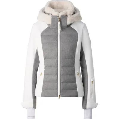 Bogner Sport Linn Down Ski Jacket In Light Gray/off-white