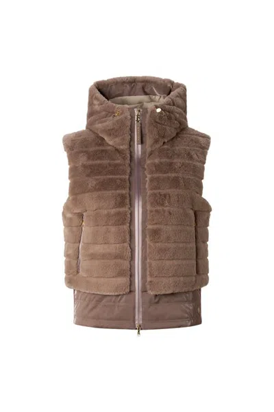 Bogner Sport Manda Faux Fur Down Vest In Brown
