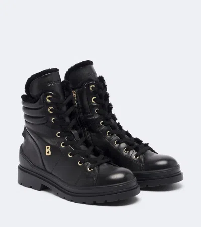 Bogner St. Moritz Embellished Shearling-lined Leather Ankle Boots In Black