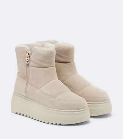 Bogner Stockholm Suede Snow Boots In Beige