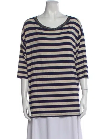 Pre-owned Bogner Striped Bateau Neckline Top