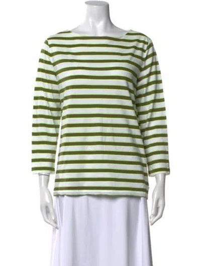 Pre-owned Bogner Striped Bateau Neckline Top In Multicolor