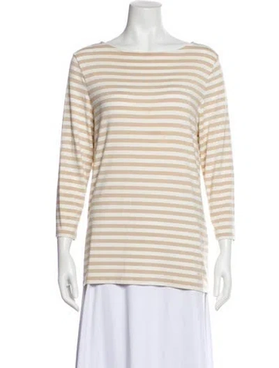 Pre-owned Bogner Striped Bateau Neckline Top In Neutral