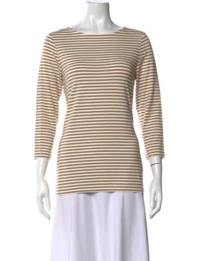 Pre-owned Bogner Striped Bateau Neckline Top In Neutrals