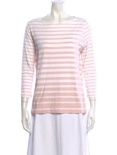 Pre-owned Bogner Striped Bateau Neckline Top In Pink