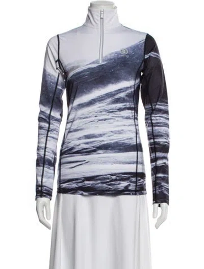 Pre-owned Bogner Striped Biker Jacket In White