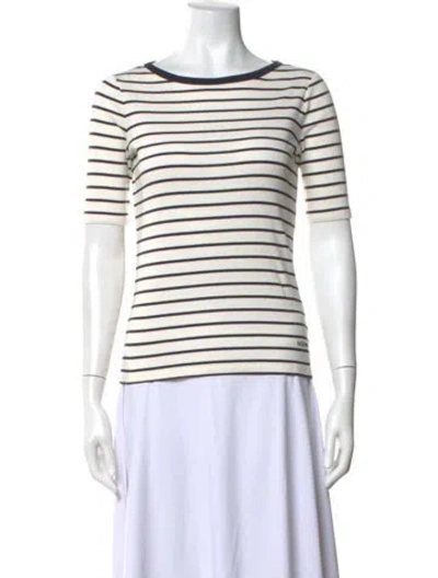 Pre-owned Bogner Striped Crew Neck T-shirt In Neutrals