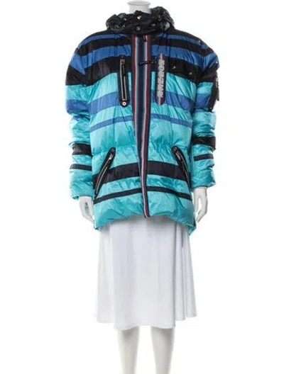 Pre-owned Bogner Striped Down Jacket In Blue