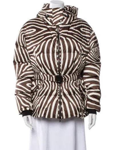 Pre-owned Bogner Striped Faux Fur Jacket In Brown