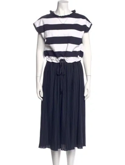 Pre-owned Bogner Striped Long Dress In Blue
